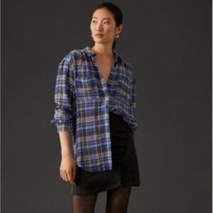 Pilcro Blue and Yellow Checkered Top